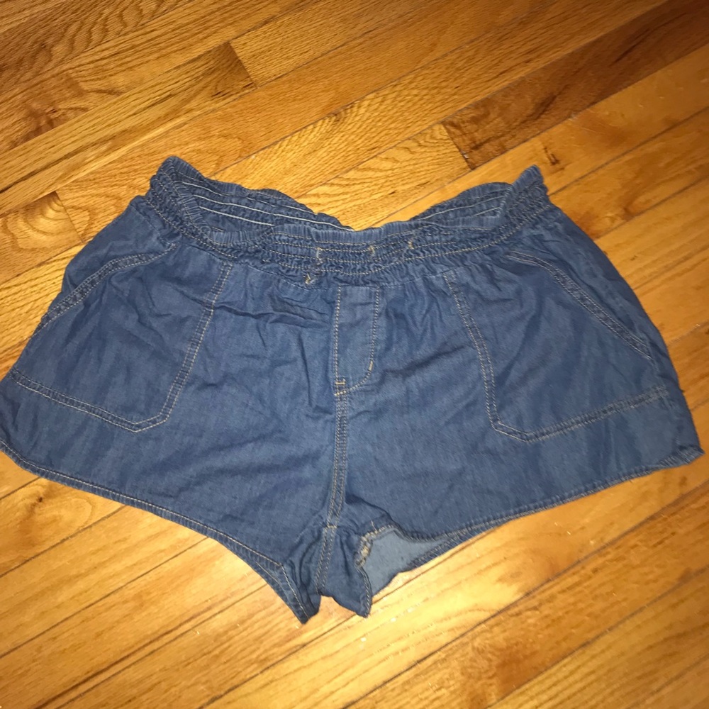Flowy Jean Shorts with Elastic Waistband